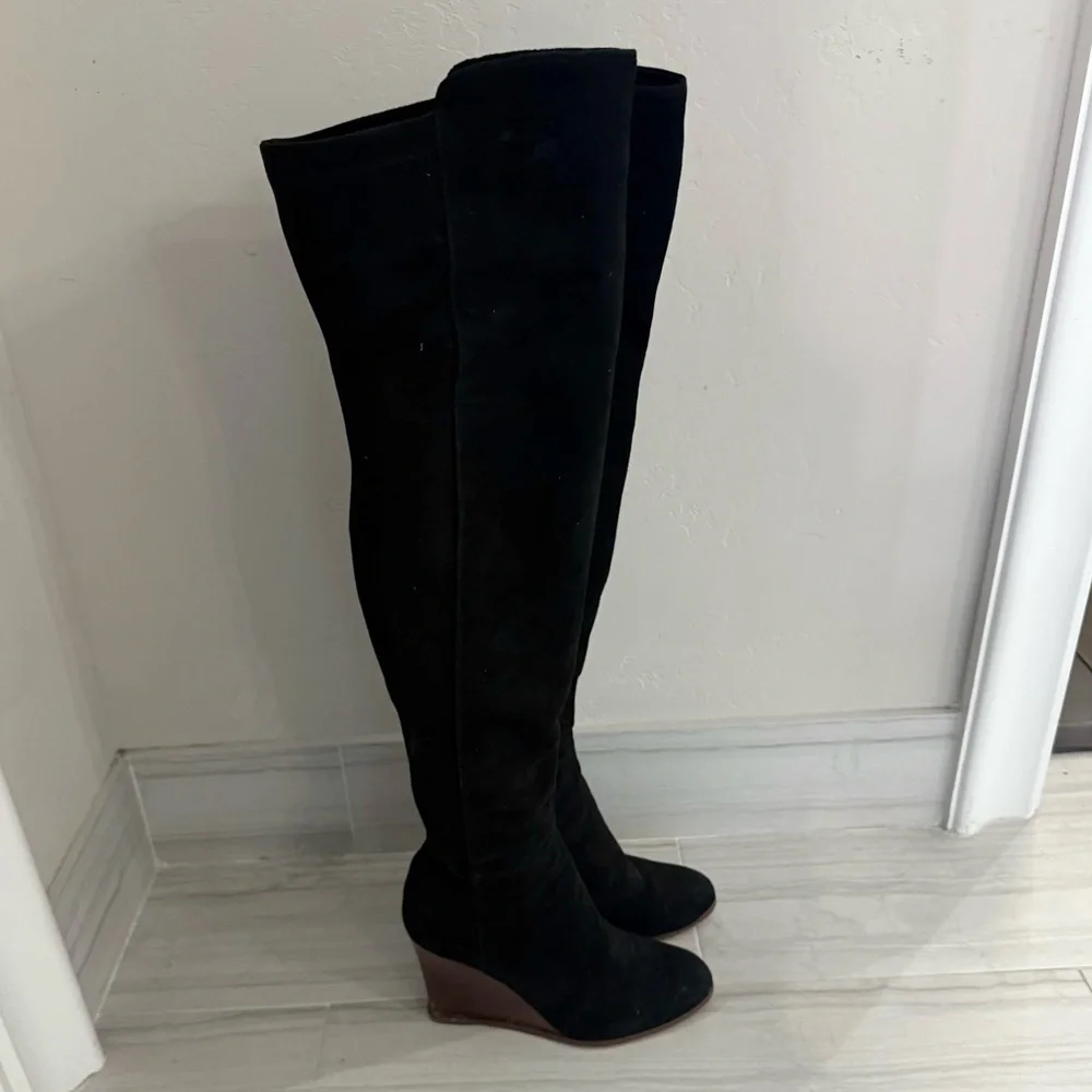 Vince Camuto Black Suede Leather Over the Knee boots Size 9